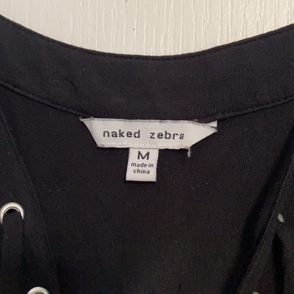 Naked Zebra Black Lace-Up Top - Picture 3 of 4